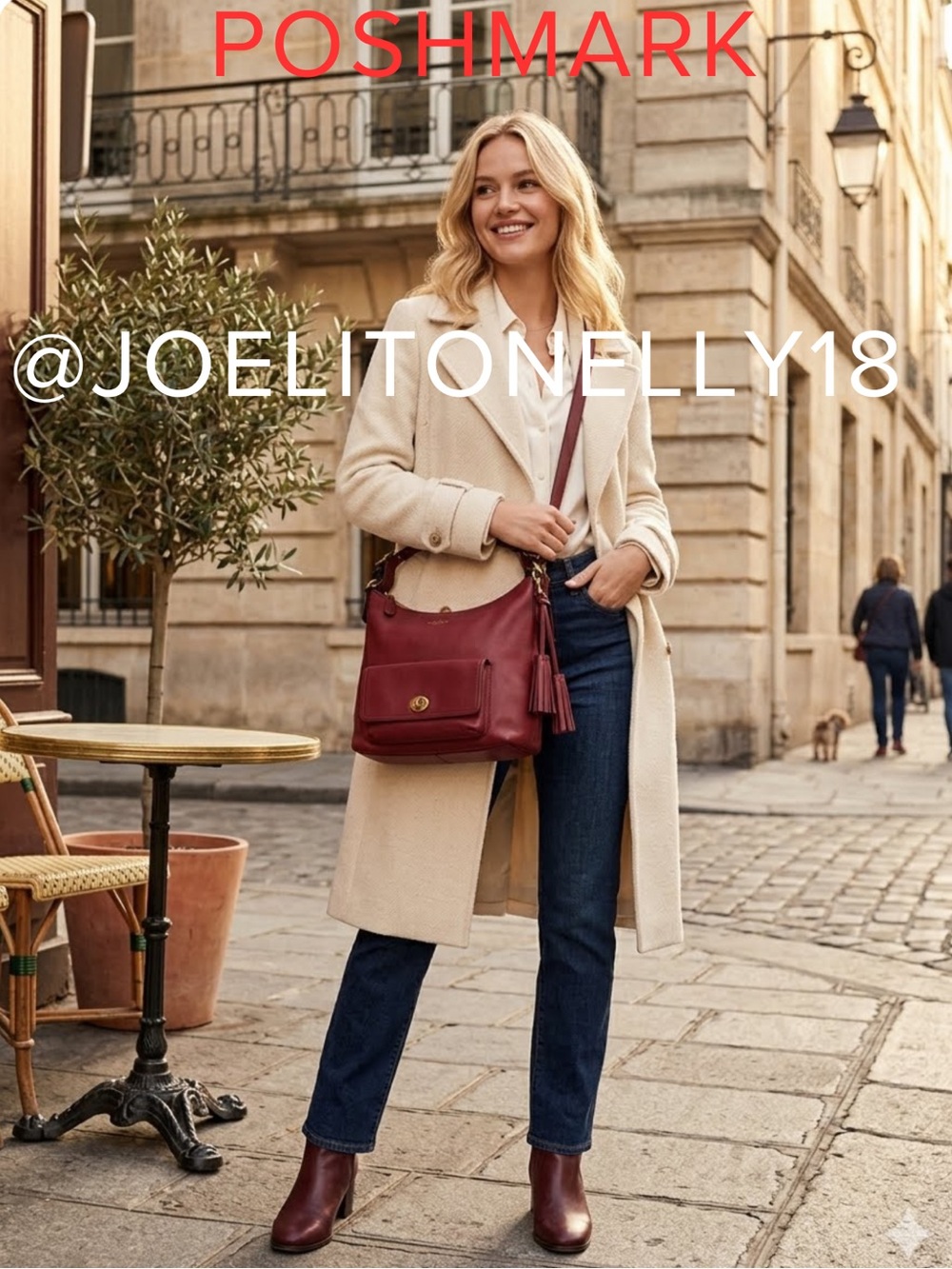 Coach Leather Crossbody in Burgundy with Tassel